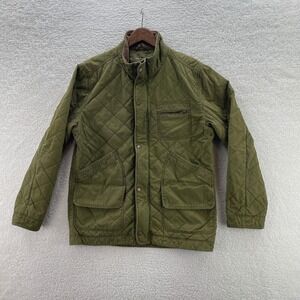 LL Bean Chore Jacket Mens Medium Green Quilted Corduroy Collar Barn Coat Work